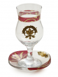 Glass Elijah Kiddush Cup Set with Gold and Red Theme