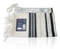 Prima AA Wool Tallit with Black and Silver Stripes