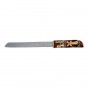 Challah Knife with Jerusalem Images in Brown and Gold with Crystal Accents 