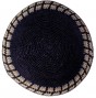 Black Knitted Kippah with Grey and Yellow Stripes