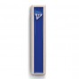 White Concrete Mezuzah in Blue with Hebrew Shin by ceMMent