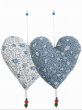 Small Blue and White Heart Shaped Pomegranate Decoration by Yair Emanuel - Double-Sided