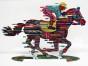 Multi Colored Jockey on Horse Sculpture by David Gerstein