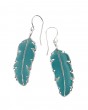 Adina Plastelina Silver Hook Earrings with Small Turquoise Paradisaea Feather