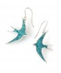 Adina Plastelina Single Bird Hook Earrings with Tuquoise Mosaic Pattern