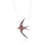 Adina Plastelina Multi-Colored Millefiori Swallow Pendant on a Silver Chain