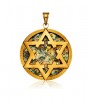 Circle Frame Star of David Pendant in 14K Yellow Gold and Roman Glass