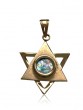 Two Triangles Star of David Pendant in 14K Yellow Gold and Roman Glass