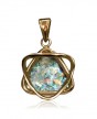 Soft Star of David Pendant in 14K Yellow Gold and Roman Glass