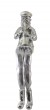 Silver Polyresin Figurine with White Flute and Cap and Cloth Legs
