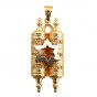 14k Yellow Gold Torah Scroll Pendant with Star of David and Scrolling Lines