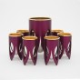 Purple and Silver Nickel Kiddush Cup Set with Lotus Design and 24k Gold Accents
