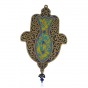 Brass Hamsa with Scrolling Beads and Lines, Fish and Floral Design