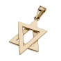 14k Yellow Gold Star of David Pendant with Double Triangle Design