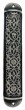 Pewter Mezuzah with Scrolling Lines and Shin in Blue and Grey