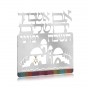 Laser Cut Metal Hebrew Blessing with Jerusalem and Bright Stripes
