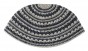 Grey Knitted Frik Kippah with Dark Grey Stripes