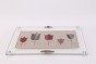 Glass Challah Board with Red Flowers, Hebrew Text and Purple Bead