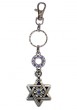 Magen David Keychain with Flower and Blue Stones
