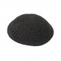 18cm Black Knitted Kippah with Round Holes and Tight Weave