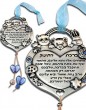Baby Blessing with Animals, Heart, Hebrew Text and Blue Lace