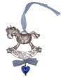 Baby Blessing with Horse, Hebrew Text, Lace and Heart Bead