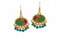 Oval Shaped Earrings with Sixties Pattern and Beadwork