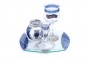 Glass Havdalah Set with Floral Pattern and Silver-Colored Plaques