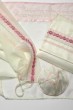 White Women’s Tallit with Embroidered Pink Circles by Galilee Silks