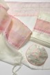 Women’s Tallit with Light Pink Band and Gold Flower Drawings by Galilee Silks