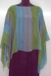 Silk Poncho with Green, Blue & Gray Vertical Stripes by Galilee Silks