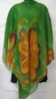 Bright Green Silk Poncho with Yellow Flowers by Galilee Silks