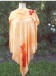 Orange Silk Poncho with Red Flowers by Galilee Silks