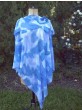 Blue Silk Poncho with Abstract Design by Galilee Silks