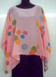 Light Pink Silk Poncho with Colorful Circles by Galilee Silks