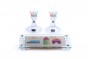 Crystal Shabbat Candlesticks with Rainbow Colored Jerusalem Theme and Tray