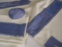 White & Slate Blue Tallit by Galilee Silks