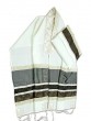 Woolen Tallit with Gray Stripes and Greek Key Pattern by Galilee Silks