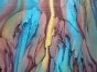 Silk Scarf with Burgundy, Turquoise & Yellow Watercolors by Galilee Silks