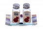 Glass Salt and Pepper Shaker Set with Maroon Pomegranates and Stripes 