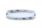 Glass Serving Tray with Blue Striped Flowers and Beads