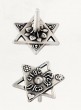 Silver Star of David Dreidel with Hebrew Text, Flowers and Heart