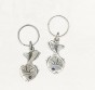 Silver Fish Keychain with Inscribed Hebrew Text and Swarovski Crystals
