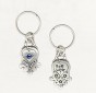 Silver Hamsa Keychain with Hearts, English Text, Flowers and Swarovski Crystals