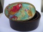 Brown Leather Belt with Parrot Patterned Buckle