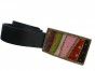 Black Leather Belt with Buckle with Vertical Stripes