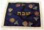Midnight Blue Challah Cover with Roses by Galilee Silks