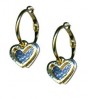 Gold Hoop Earrings with Pair of Silver Heart Charms
