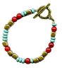 Red, Gold and Turquoise Beaded Bracelet