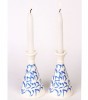 Ceramic Cone Shabbat Candlesticks with Calligraphy Blessing by Barbara Shaw